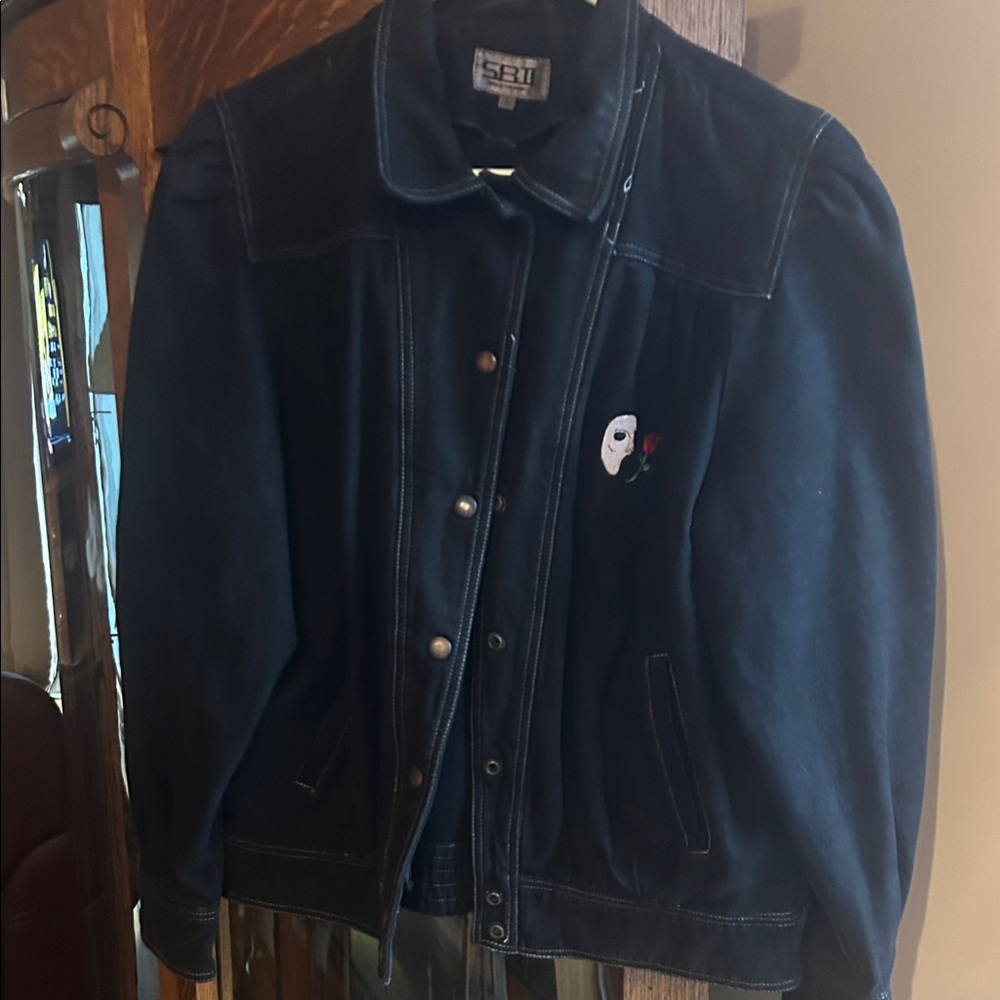 90s Phantom of the Opera Embroidered Black Jean Jacket